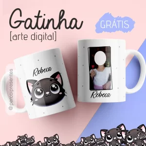 Arte Grátis para Caneca com o tema Gatinha